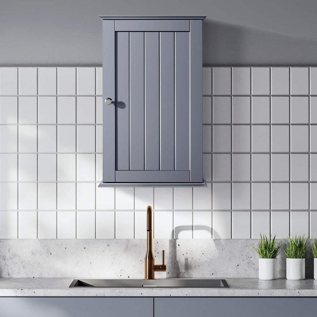 Yaheetech Bathroom Wall Cabinet with 3-Height Adjustable Shelf, 1 Door, Grey - image 5