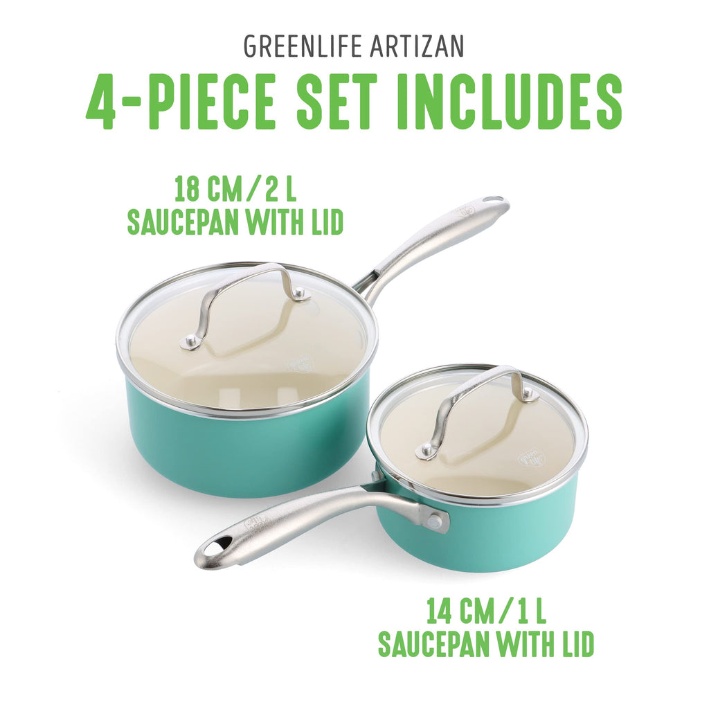 GreenLife Artizan Ceramic Non-Stick Saucepan Set | 2-Piece Induction Pots