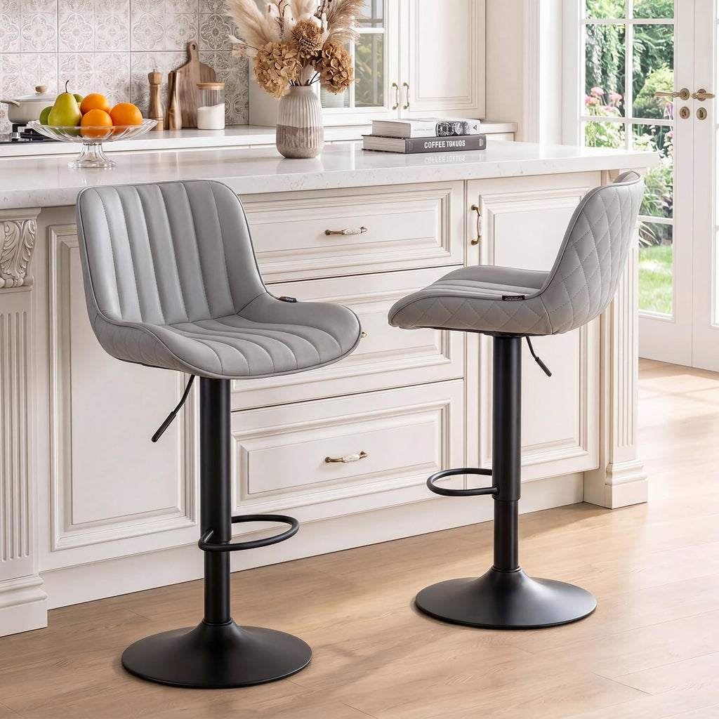 YOUNUOKE Bar Stools Set of 2 Gray Counter Height Bar Chairs - image 1