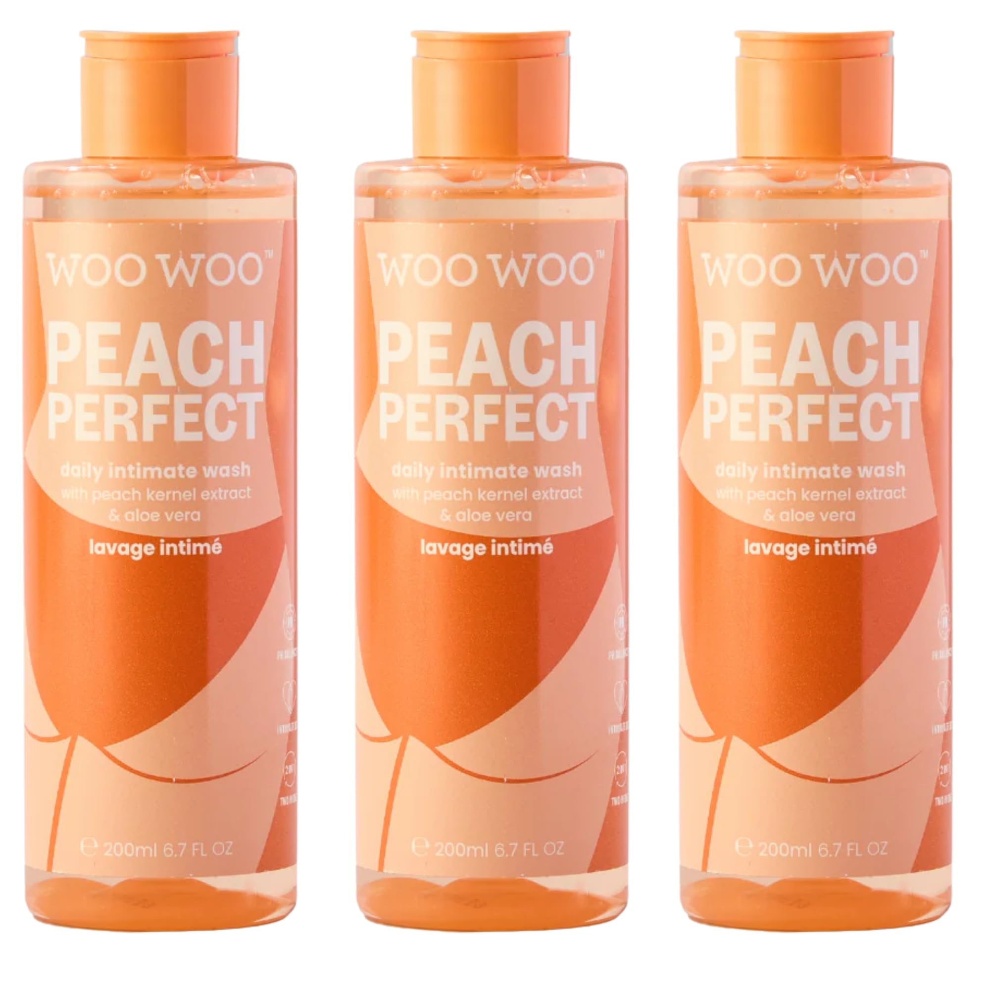 WooWoo Peach Perfect pH-Balanced Intimate & Body Wash - 200ml (3 Pack)