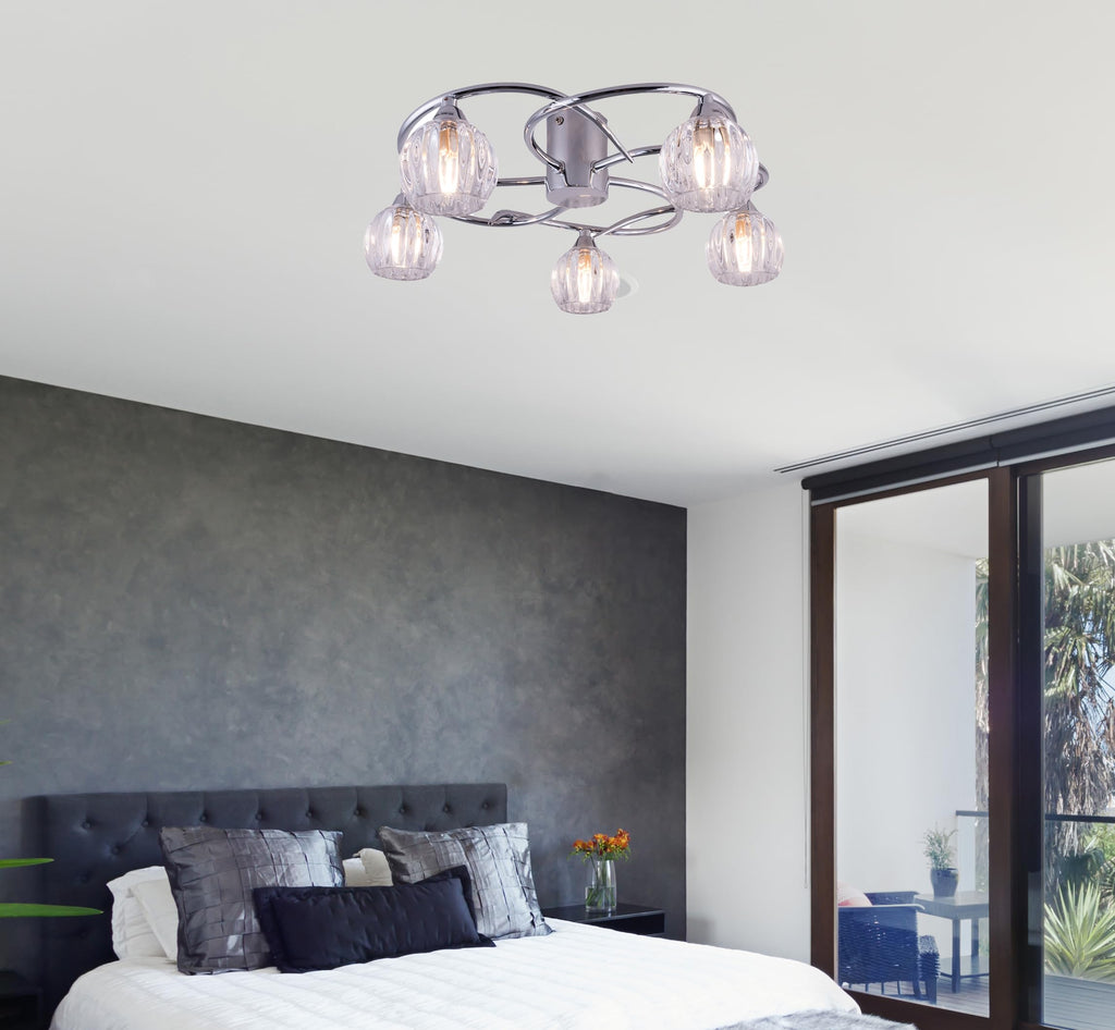 Aurolite Bolla 5-Light LED Semi Flush Ceiling Light | Polished Chrome