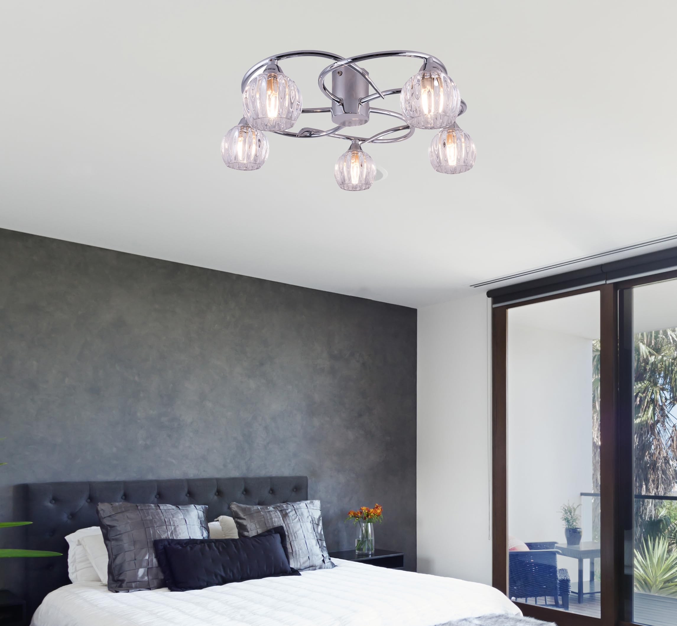 Aurolite Bolla 5-Light LED Semi Flush Ceiling Light | Polished Chrome