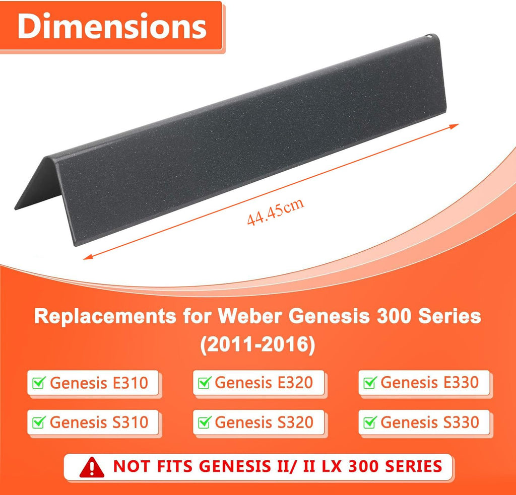 GFTIME 44.5cm Flavorizer Bars for Weber Genesis 300 Series, 5-Pack