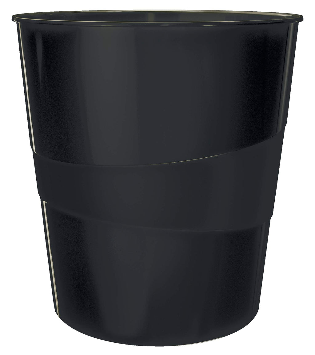 Leitz WOW 52781095 Waste Paper Bin, 15 Litres, Plastic, Black, Pack of 6 - image 1