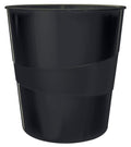 Leitz WOW 52781095 Waste Paper Bin, 15 Litres, Plastic, Black, Pack of 6 - image 1