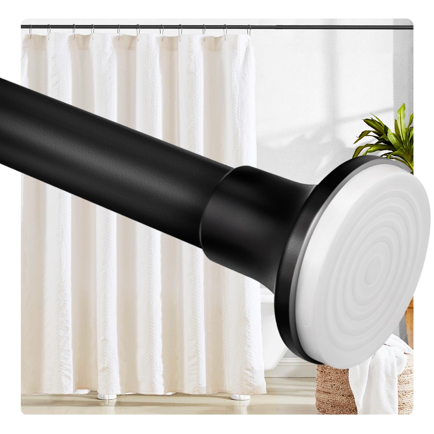 Dmore Stainless Steel Shower Curtain Rail – 150-175cm No-Drill Tension Rod