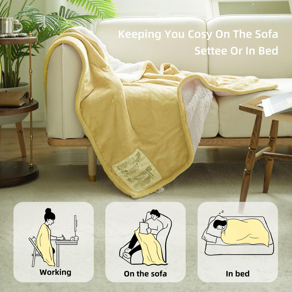 GOTCOZY Heated Blanket Electric Throw – Silky Plush 130x160cm (Green)
