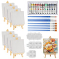 44 Pcs Mini Canvas and Easel Set | 4x4 Acrylic Painting Kit