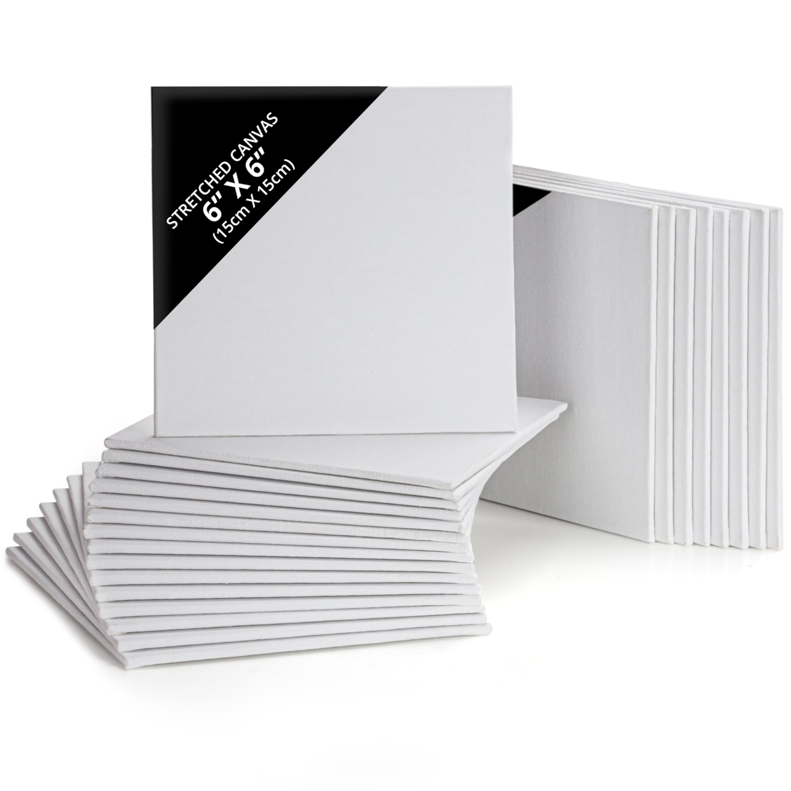 Belle Vous 24 Pack Blank Canvas Boards – 6x6 Inch Cotton Painting Panels