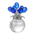 Crystal Blue Rose Bouquet Figurine | K9 Glass Floral Ornament