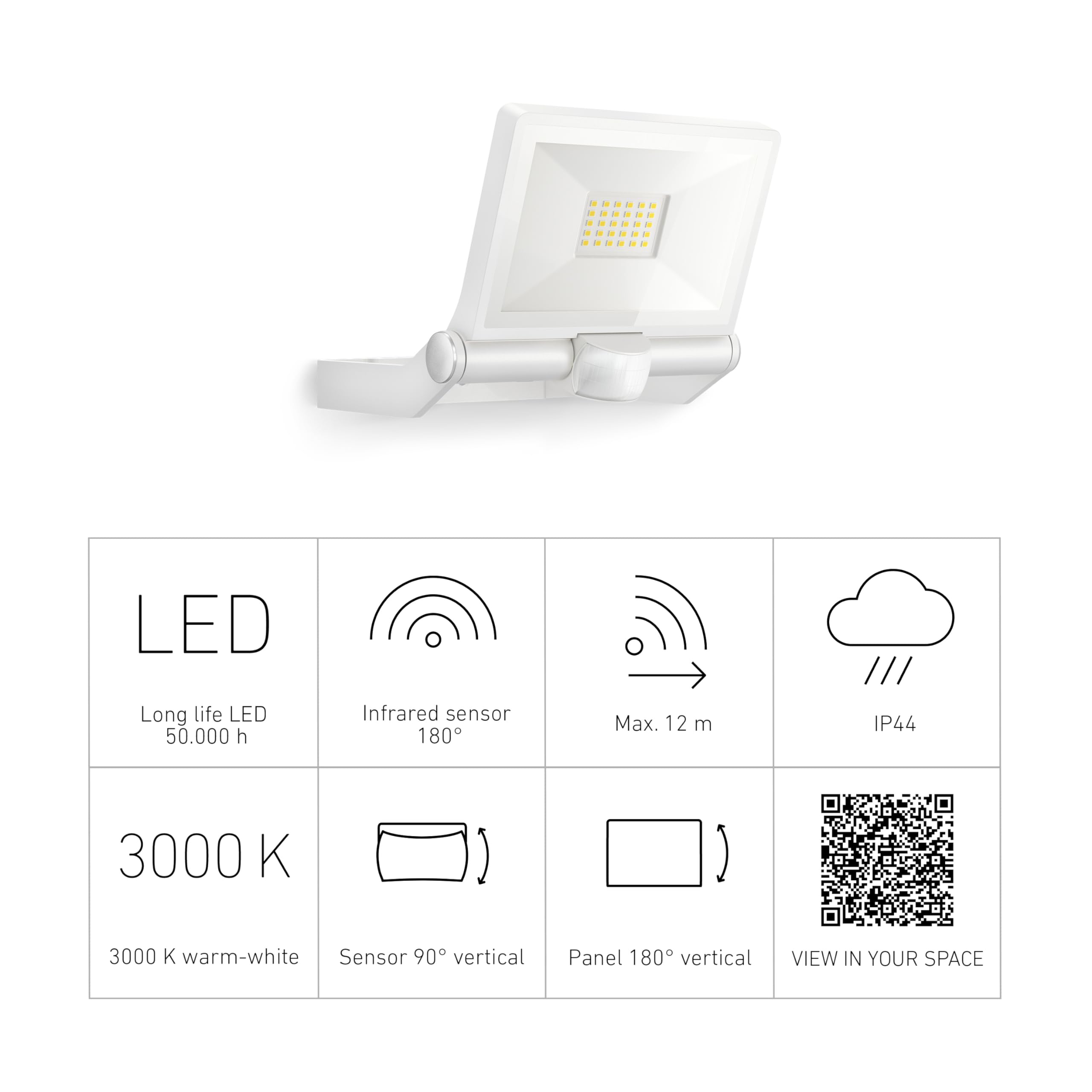 Steinel XLED ONE S LED Outdoor Floodlight | 180° Motion Sensor | White
