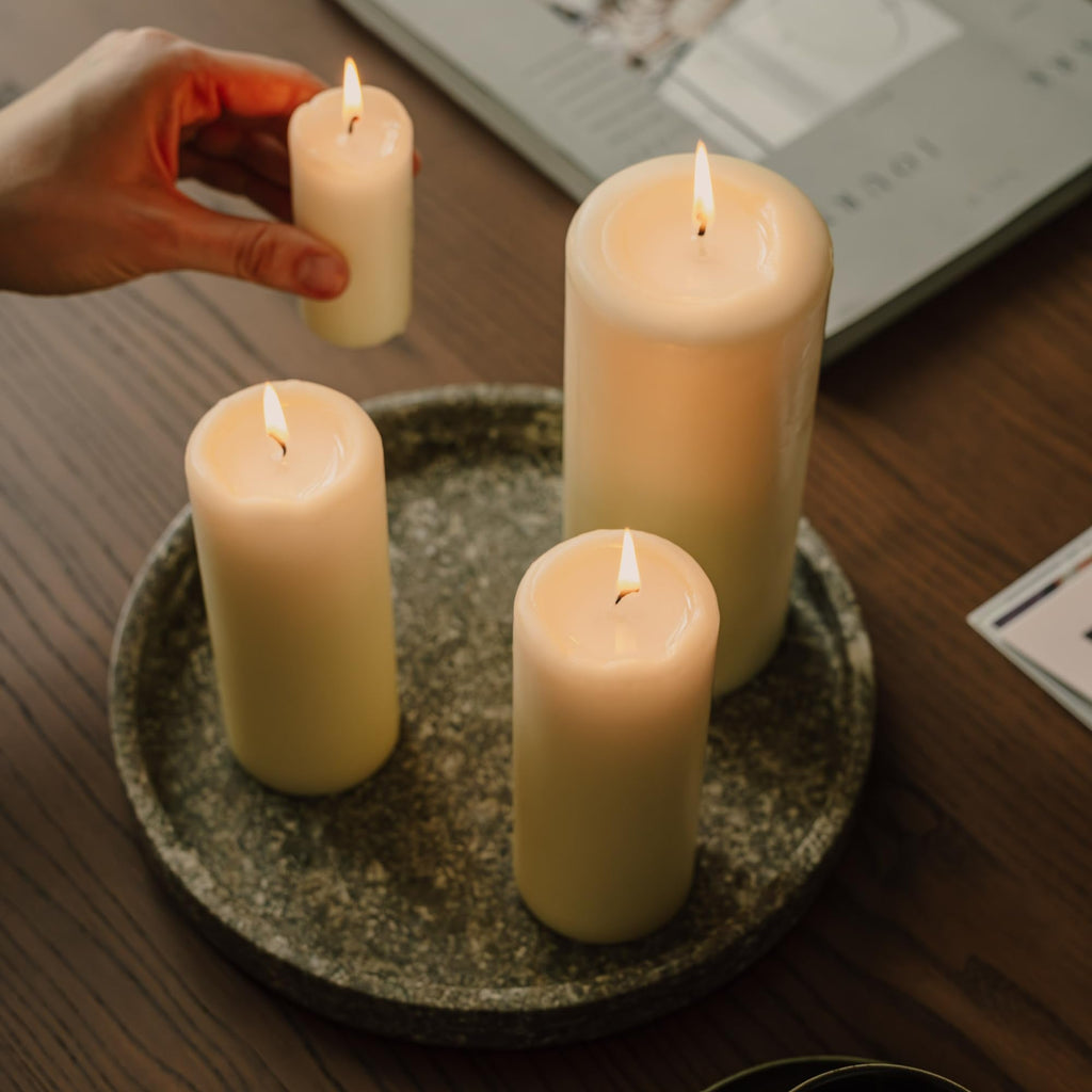 Spaas Unscented Pillar Candles – 100 Hour Burn Time, Ivory, 6-Pack