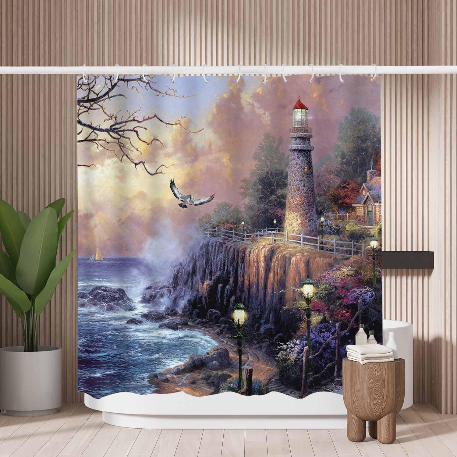 Lighthouse Shower Curtain – Mold Resistant Waterproof Polyester
