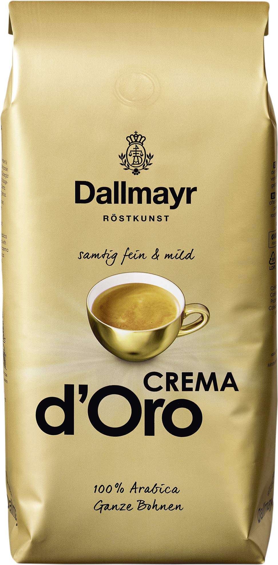 Dallmayr Crema d'Oro Whole Bean Arabica Coffee - Mild & Fein (8x1000g)