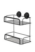 Croydex Stick 'N' Lock Two Tier Shower Caddy | Matt Black Mild Steel
