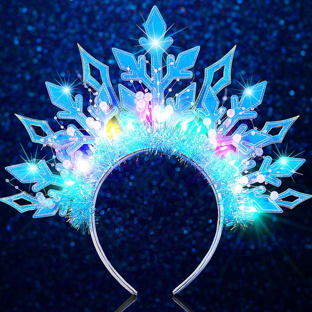 Handcess LED Snowflake Christmas Headband – Light Up Xmas Hair Accessory