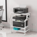 OYRREU 3-Tier Rolling Printer Stand with Outlets for Home, Office, White - image 1