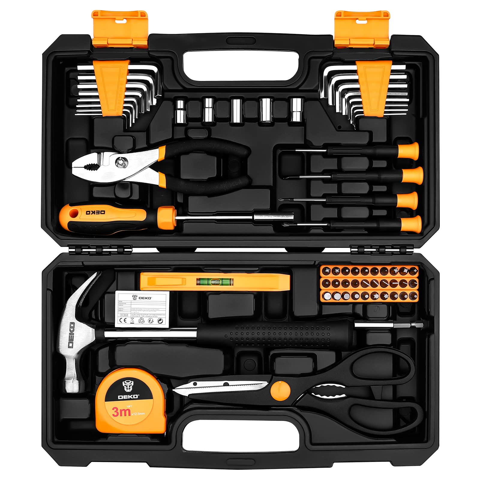 DEKO 62-Piece Home Repair Tool Kit – Basic Hand Toolbox Set for DIY