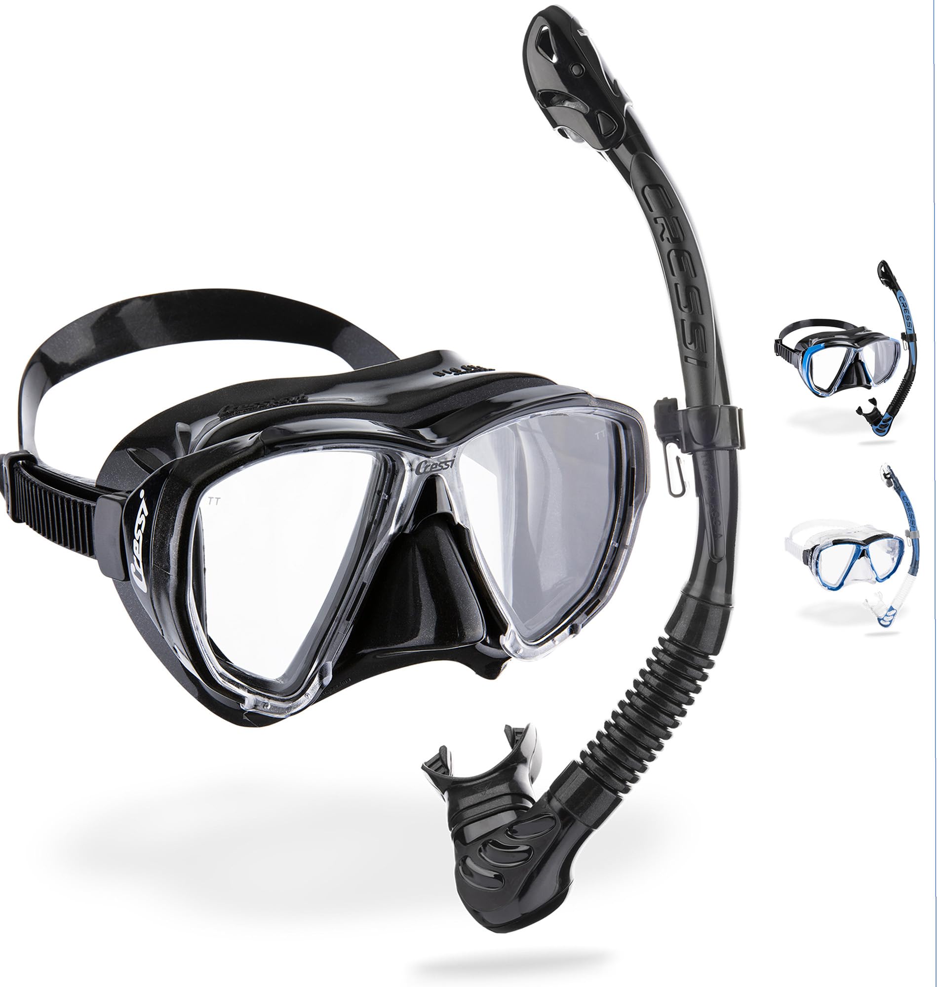 Cressi Big Eyes & Alpha Ultra Dry Snorkel Set – Diving Mask Combo, Black