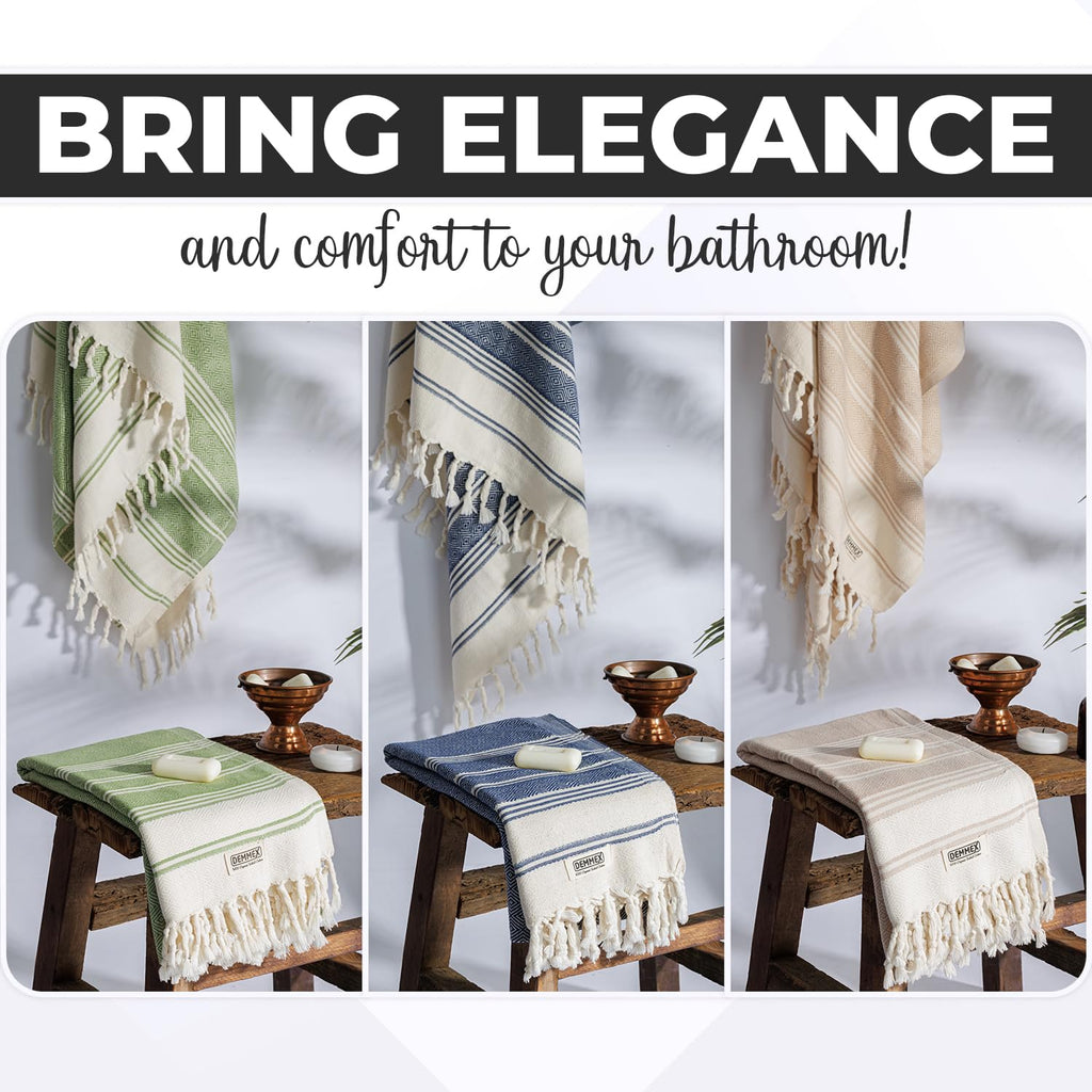 DEMMEX Organic Turkish Cotton Beach Bath Hammam Towel – Quick-Dry, Lightweight, Sand-Free Beach Towel & Blanket