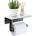 Gypie Toilet Paper Holder with Marble Shelf – Matt Black Stainless Steel