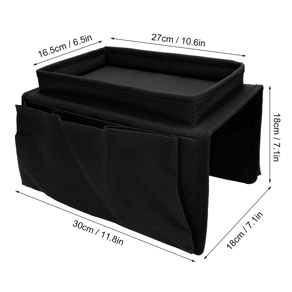 Ejoyous Sofa Armrest Organizer, 4 Pockets Couch Bag for TV Remote Control, Oxford Cloth Armchair Storage with Cup Holder Tray Black