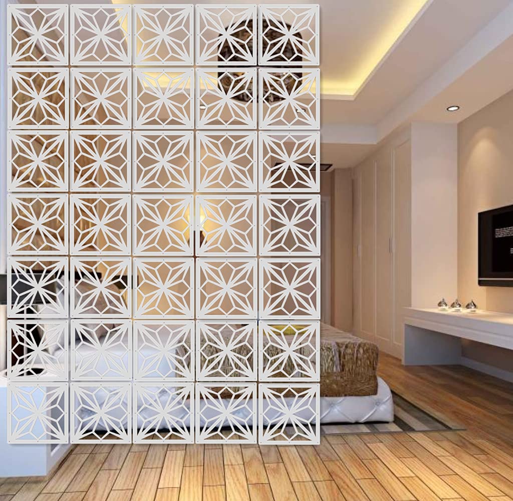 BMIDRUT 12-Piece White Hanging Room Divider | DIY Wood-Plastic Screen Panels