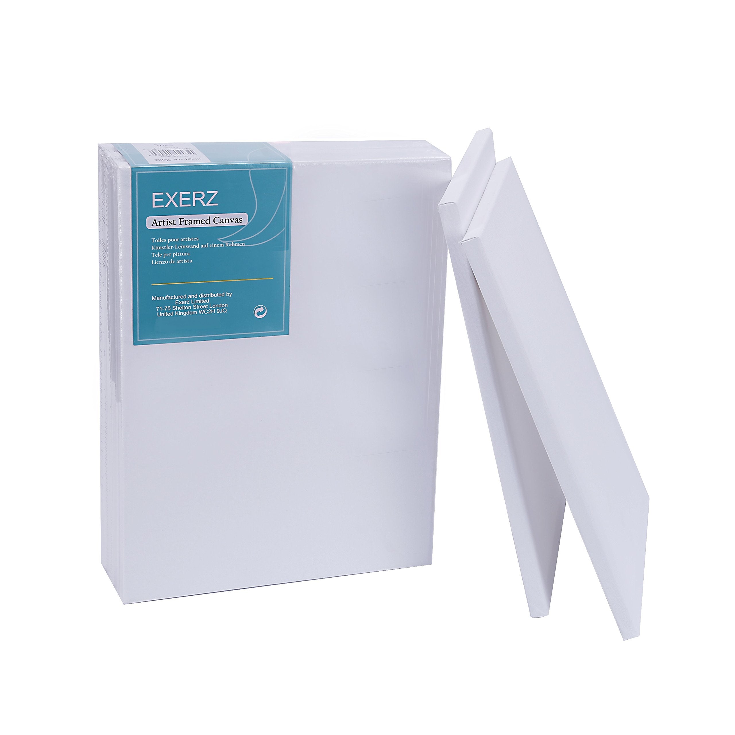 Exerz 30x40cm Pre-Stretched Canvas 5-Pack | 100% Cotton Artist Blank