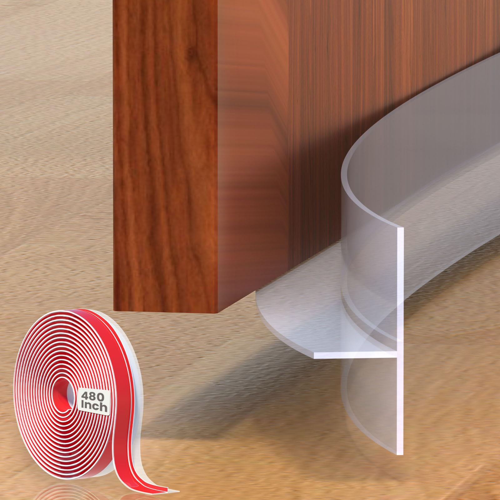 T-Shaped Door Seal Strip – 40ft Clear Silicone Draft Excluder