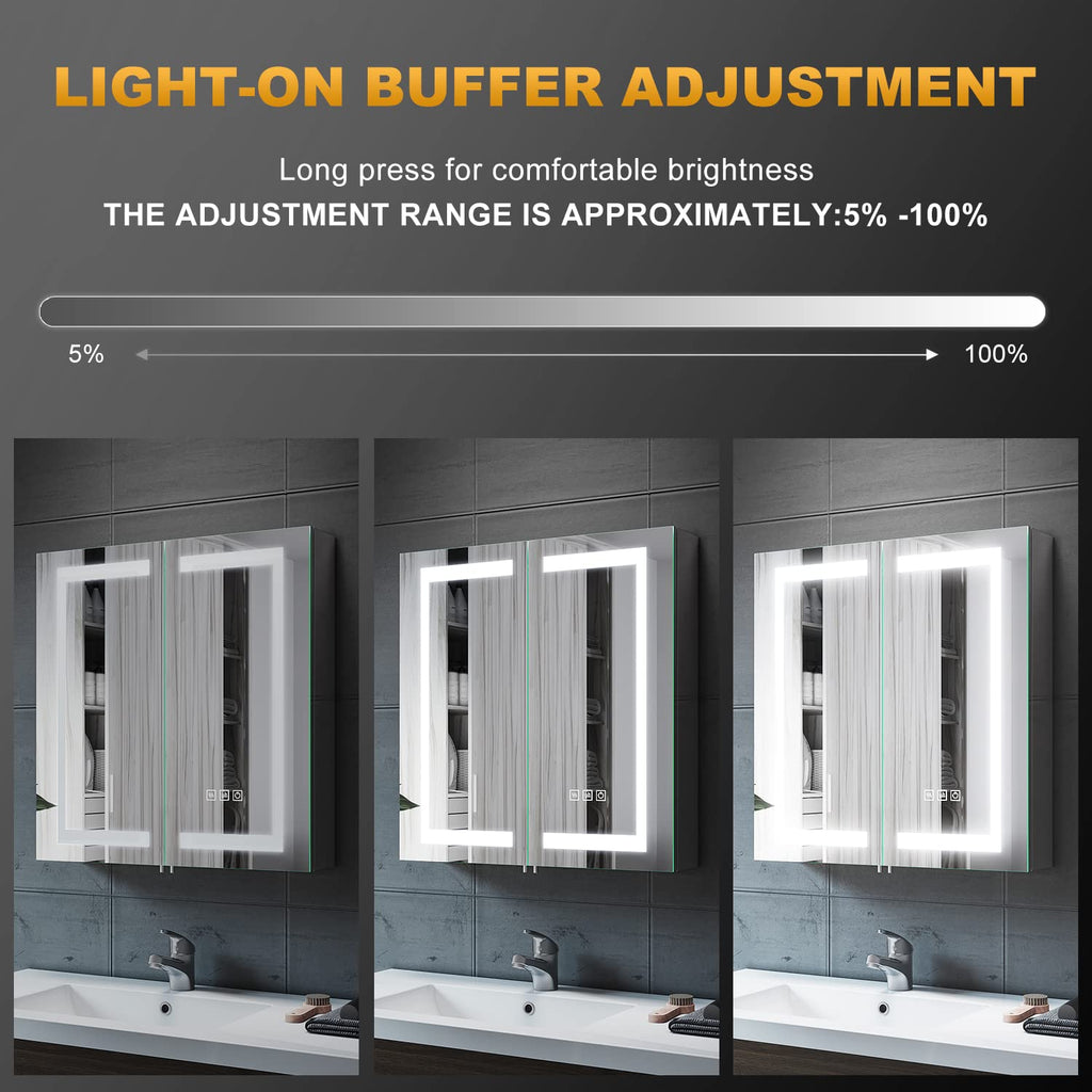 ELEGANT Modern LED Bathroom Mirror Cabinet with Shaver Socket, 630x650mm - image 5