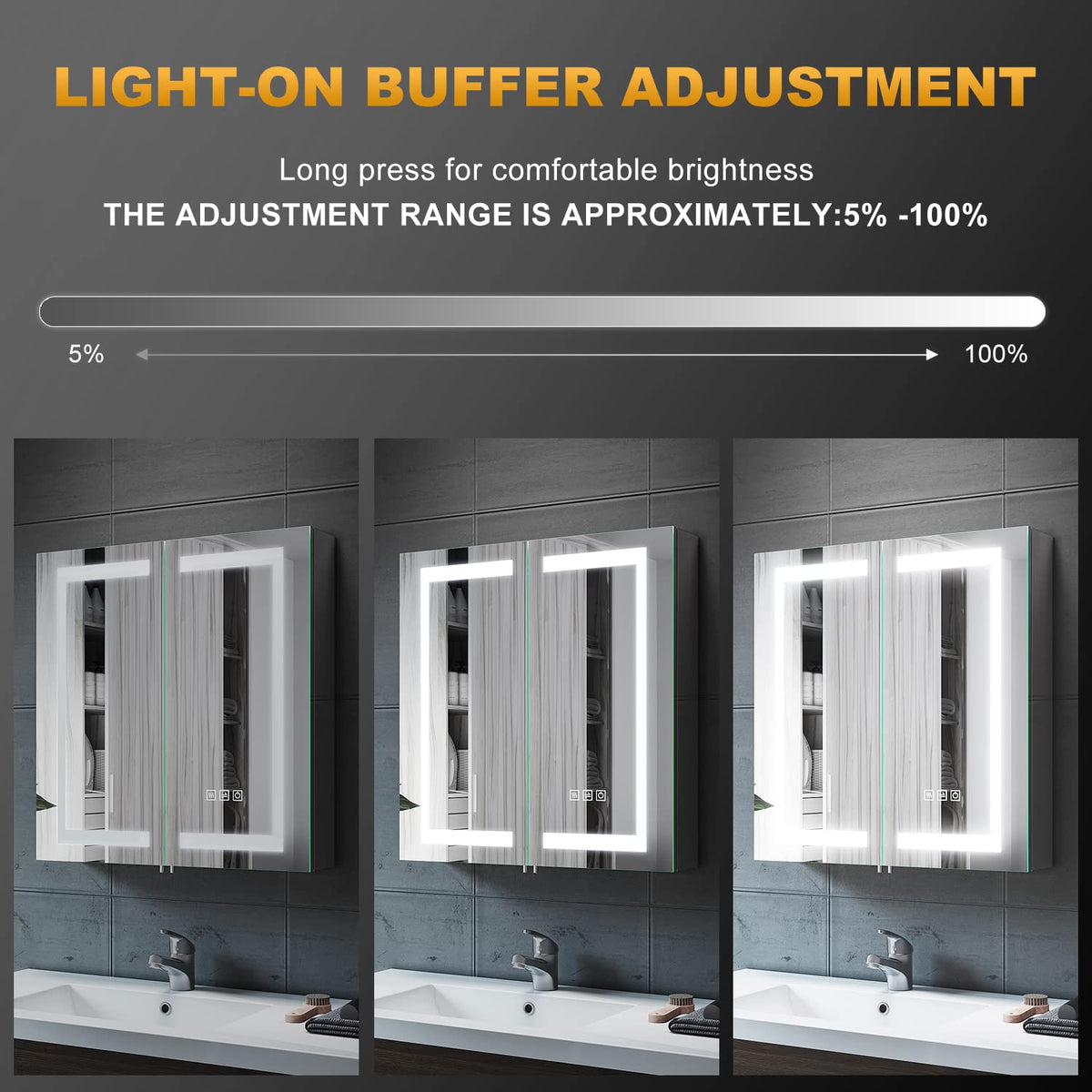 ELEGANT Modern LED Bathroom Mirror Cabinet with Shaver Socket, 630x650mm - image 5