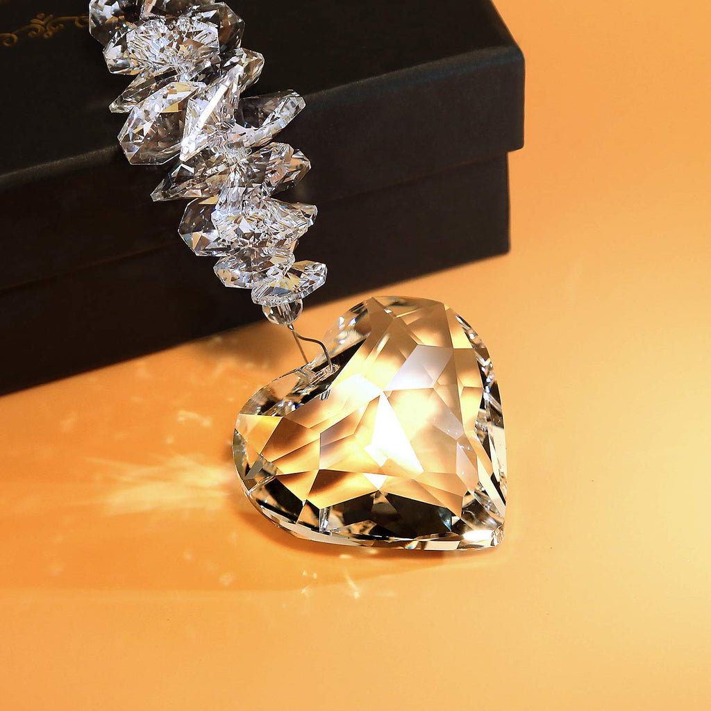 Jolof Store 45mm Clear K9 Crystal Heart Suncatcher Prism Pendant