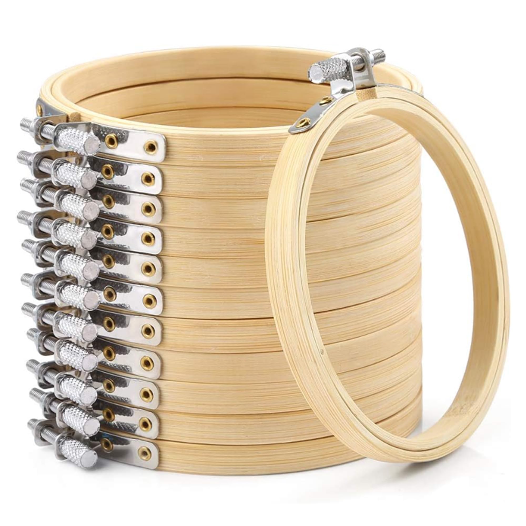 12-Pack 4-Inch Round Bamboo Embroidery Hoops for Cross Stitch