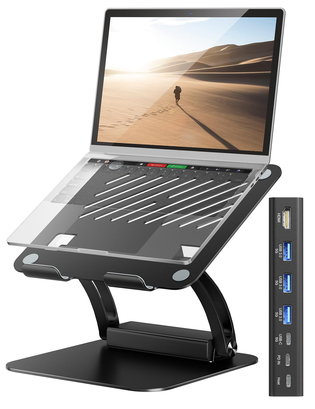 tounee Laptop Stand with Detachable USB-C Hub, 100W PD Charging, 4K@60Hz HDMI, 3 USB Ports - image 1