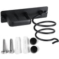 YUET Wall Mounted Hair Dryer Holder & Straightener Rack - Black Metal
