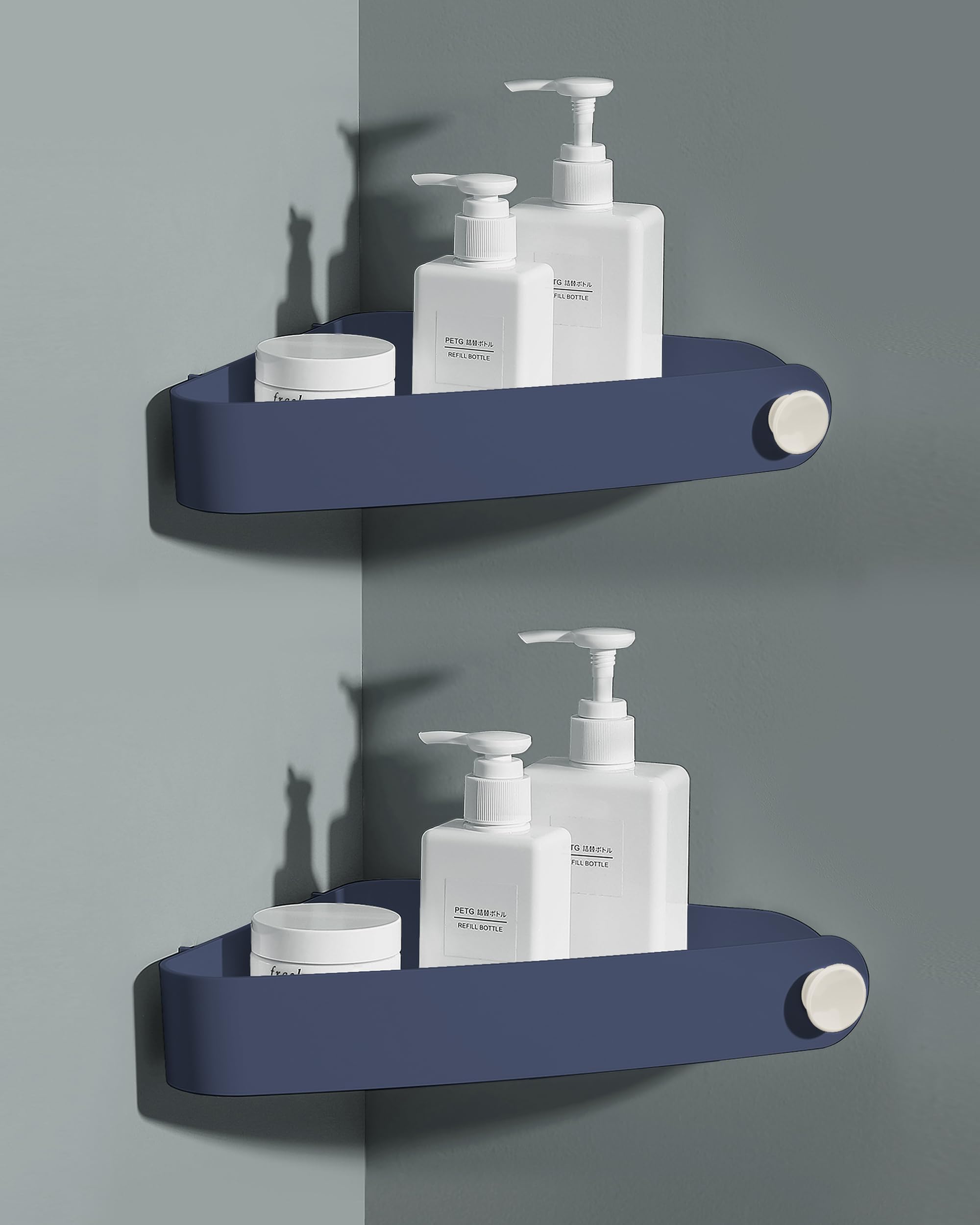 Sotfamily Corner Shower Caddy – 2 Pack Drill-Free Adhesive Shelf, Navy