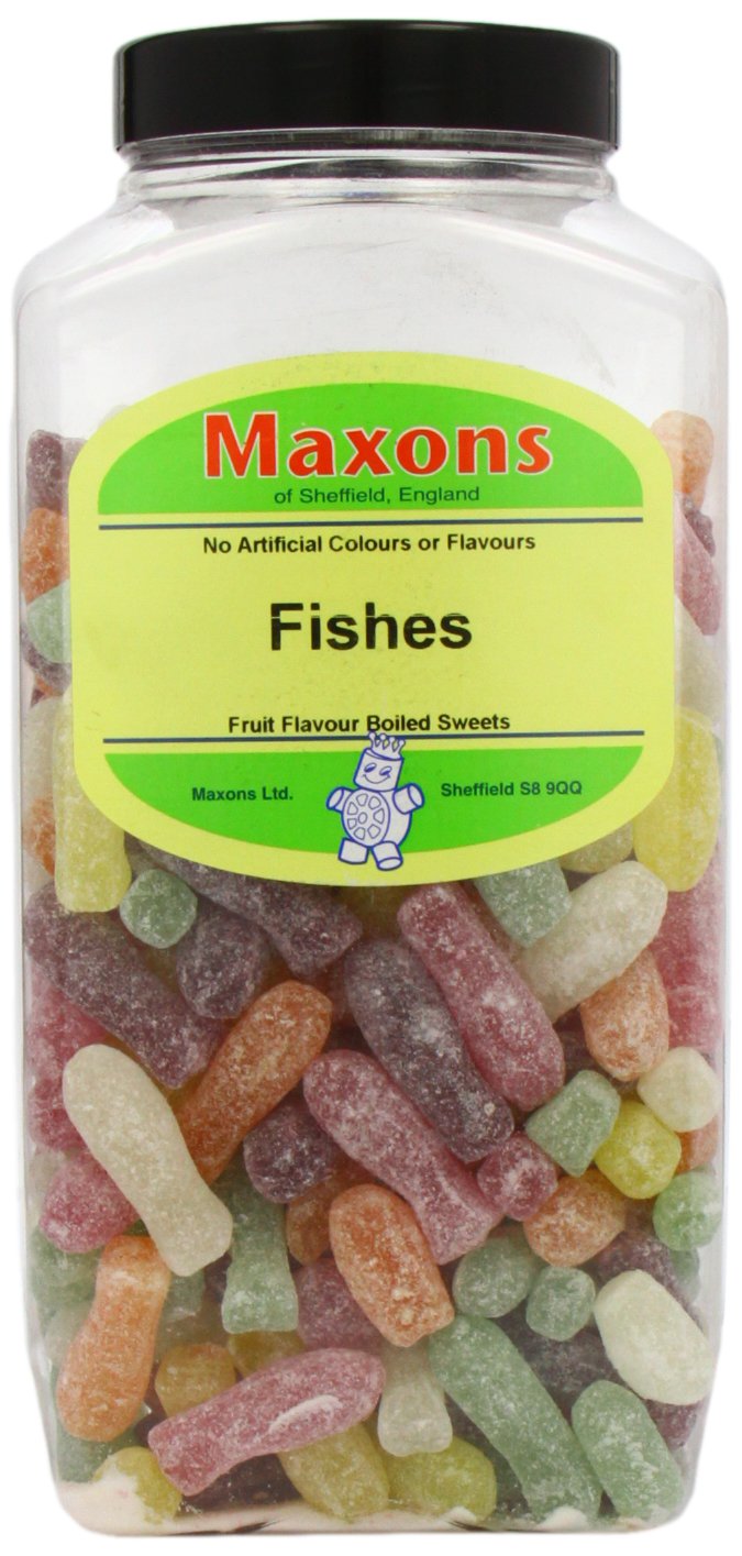 Maxons Traditional Boiled Sweets - Retro Fruit Fishes Sweet Jar 2.95kg