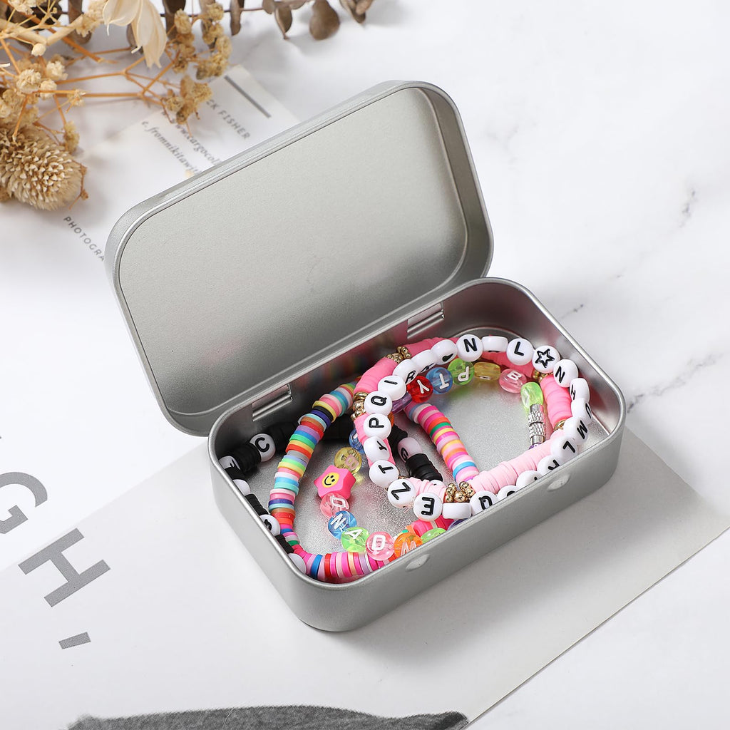 Ouligay Small Metal Tins with Lids - Rectangular Empty Hinged Tins for Candies, Key, Earring, Jewelry Silver - image 4