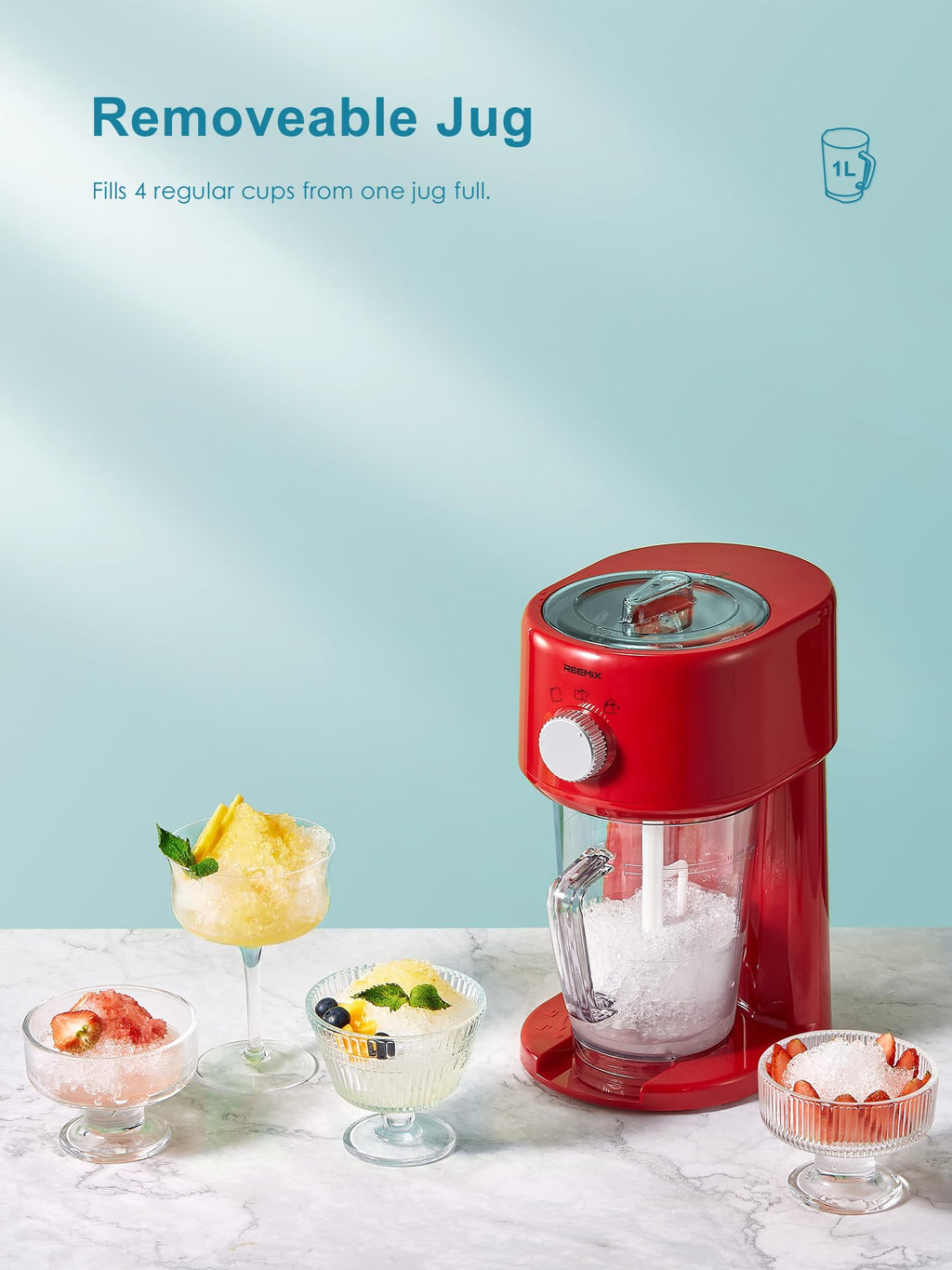 Jolof Store Electric Ice Crusher – Slushy Maker with Removable Jug, White