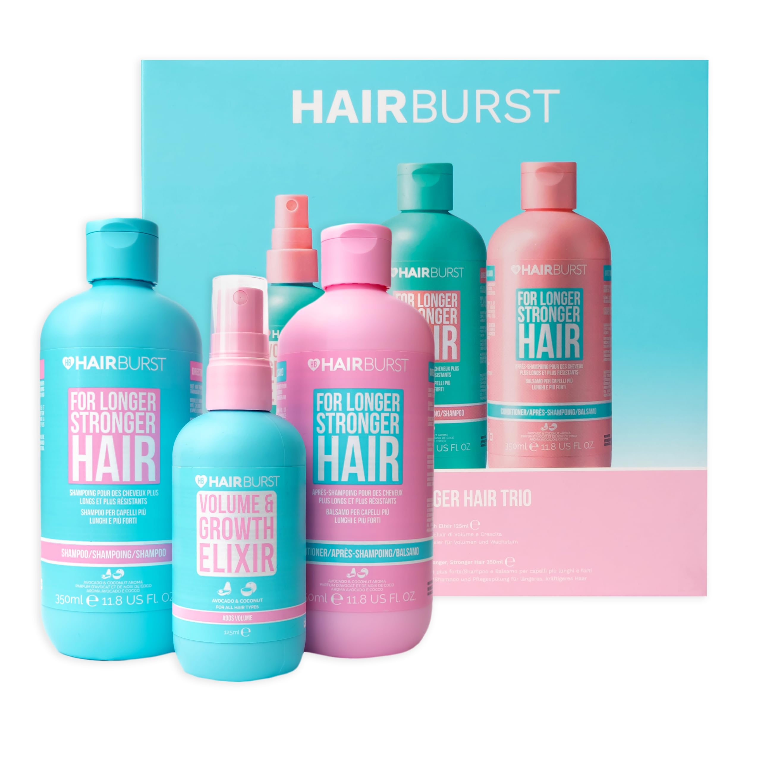 Hairburst Volume & Growth Elixir, Shampoo & Conditioner Set - 3 Piece