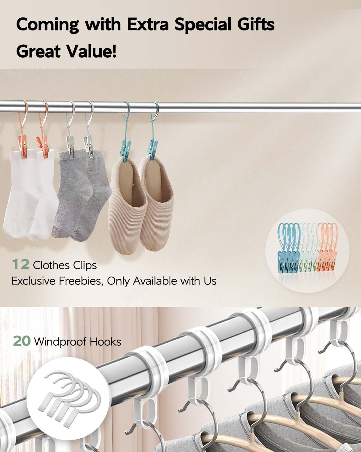 Vikaqi 63" Folding Clothes Drying Rack – Heavy Duty Stainless Steel