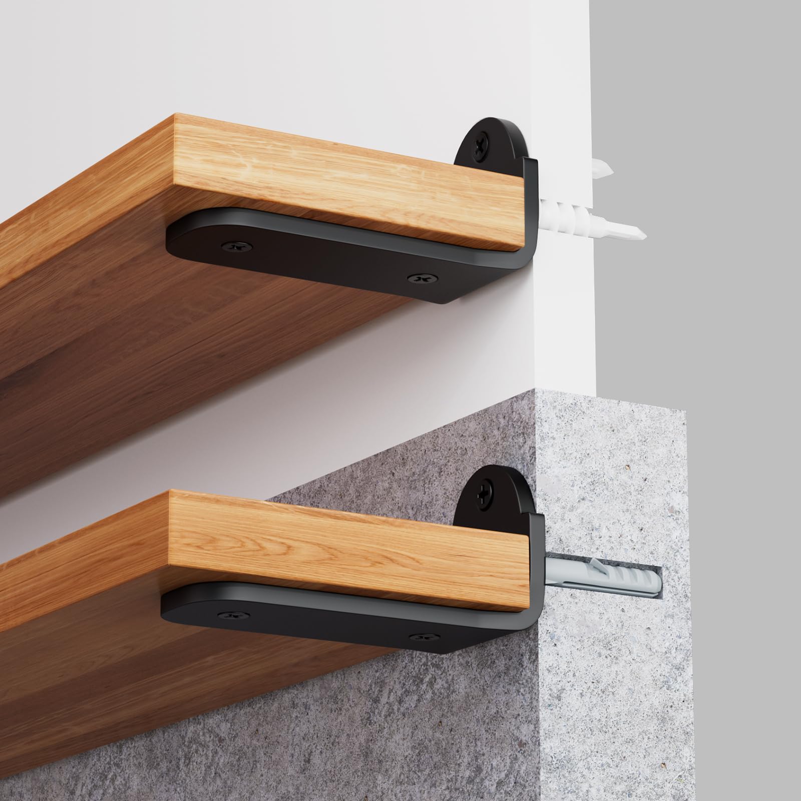 Jolof Store Heavy Duty Metal L Shelf Brackets – 4 Pack, 15cm Black