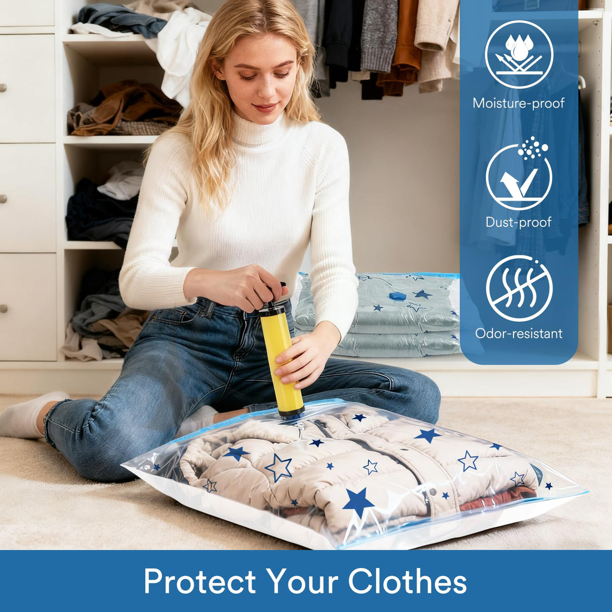 AIyvisun 6pcs Vacuum Storage Bags with Hand Pump, Vacuum Pack Bags for Clothes Multiple Sizes2M+2L+2Jumbo - image 5