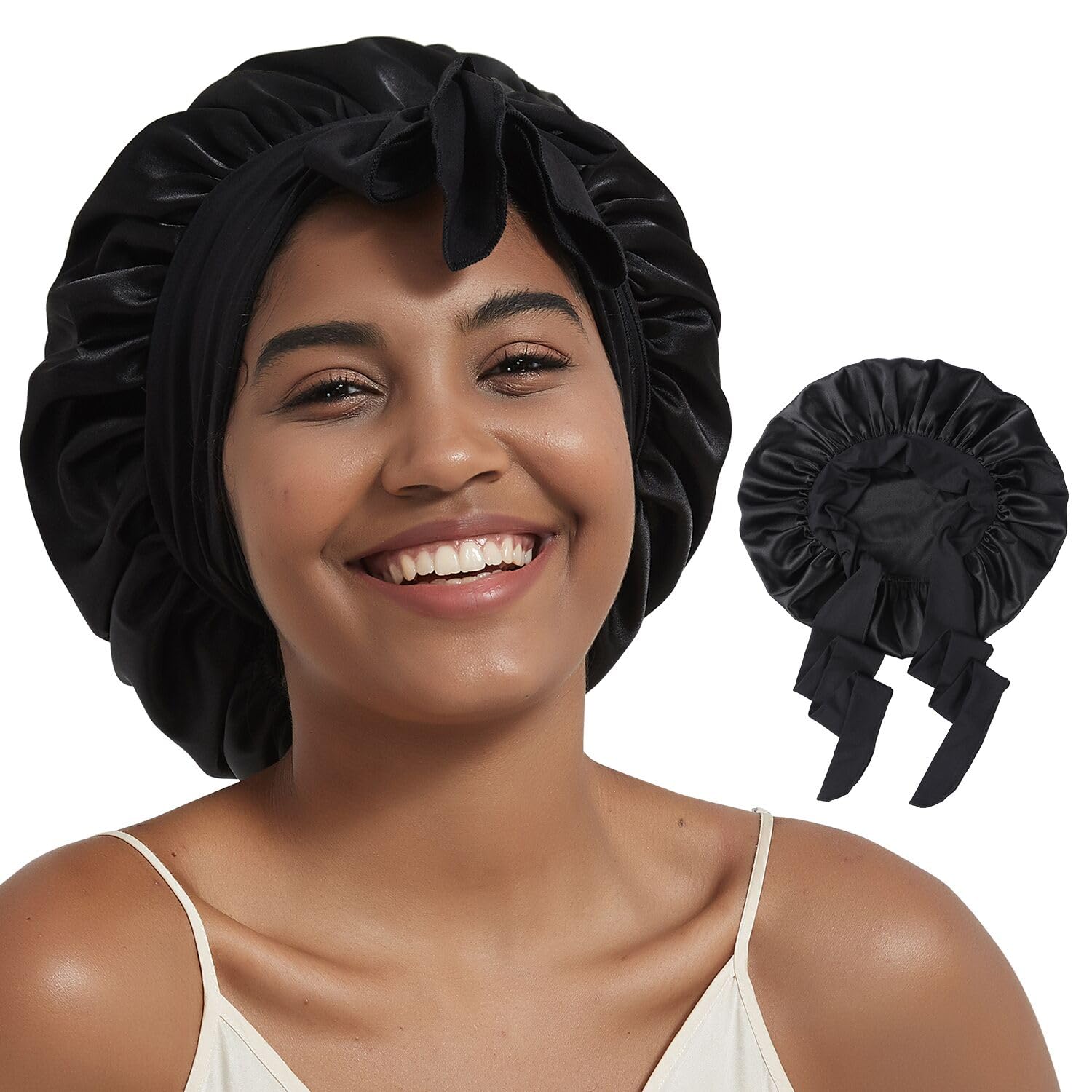 Satin Silk Bonnet | Reversible Double Layer Sleep Cap with Tie