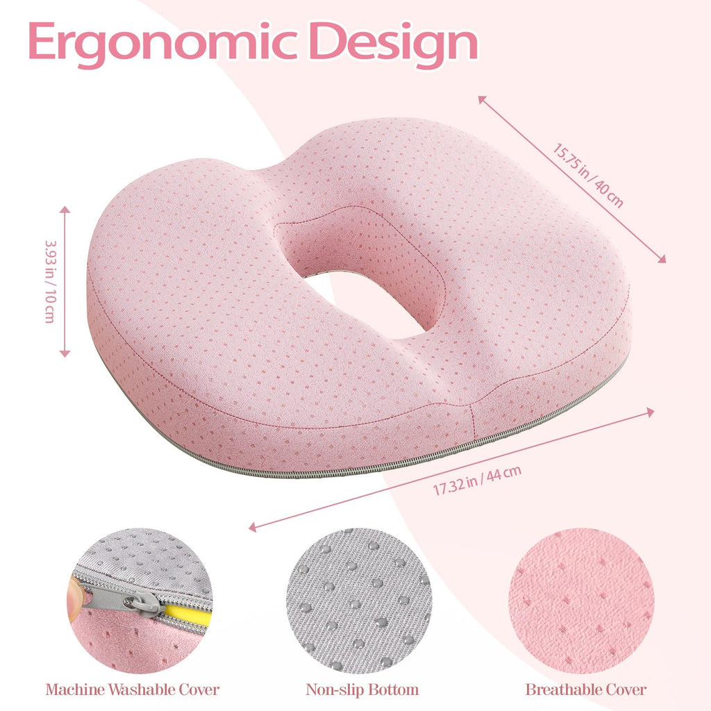 Benazcap Donut Cushion - Memory Foam Coccyx Pillow for Tailbone Pain