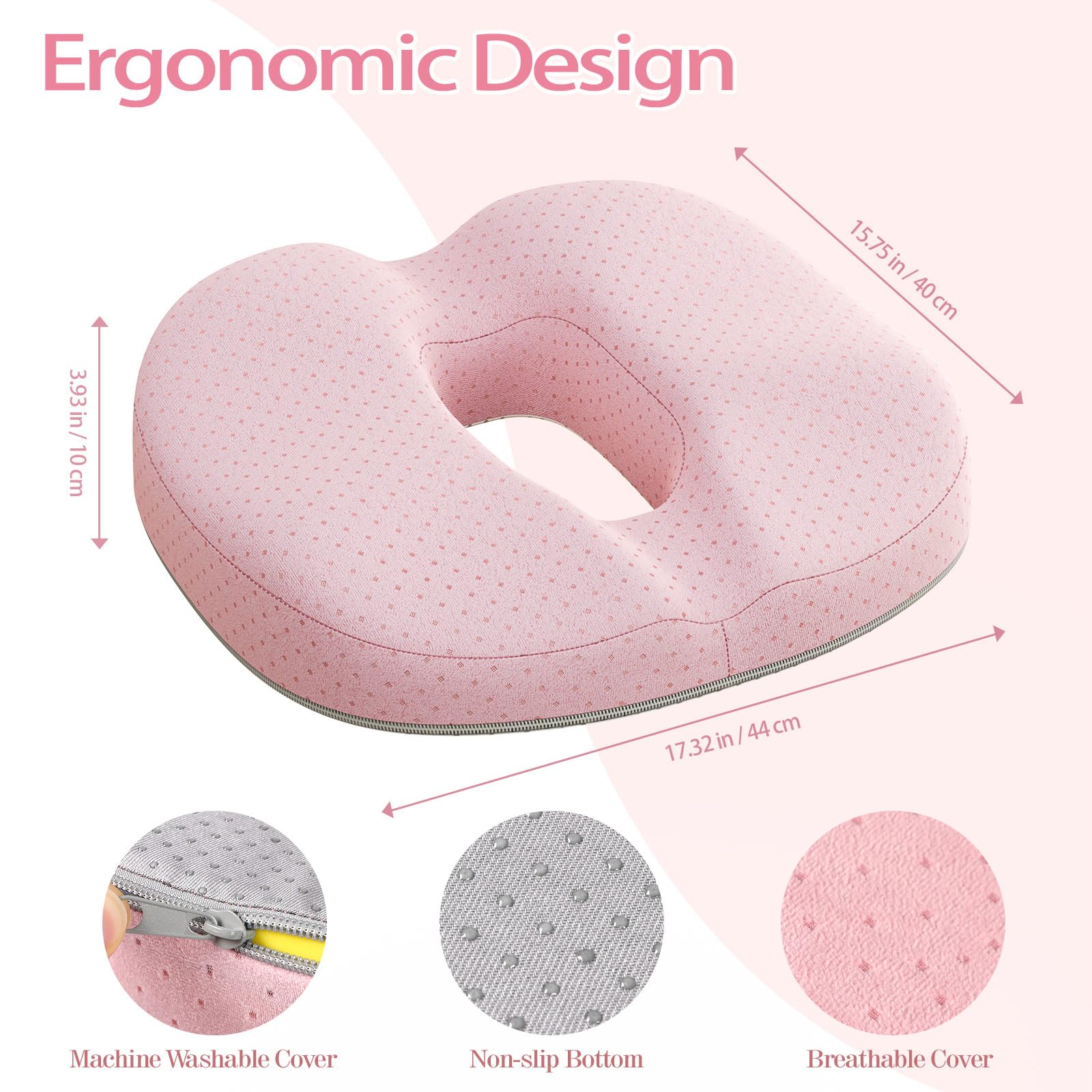 Benazcap Donut Cushion - Memory Foam Coccyx Pillow for Tailbone Pain