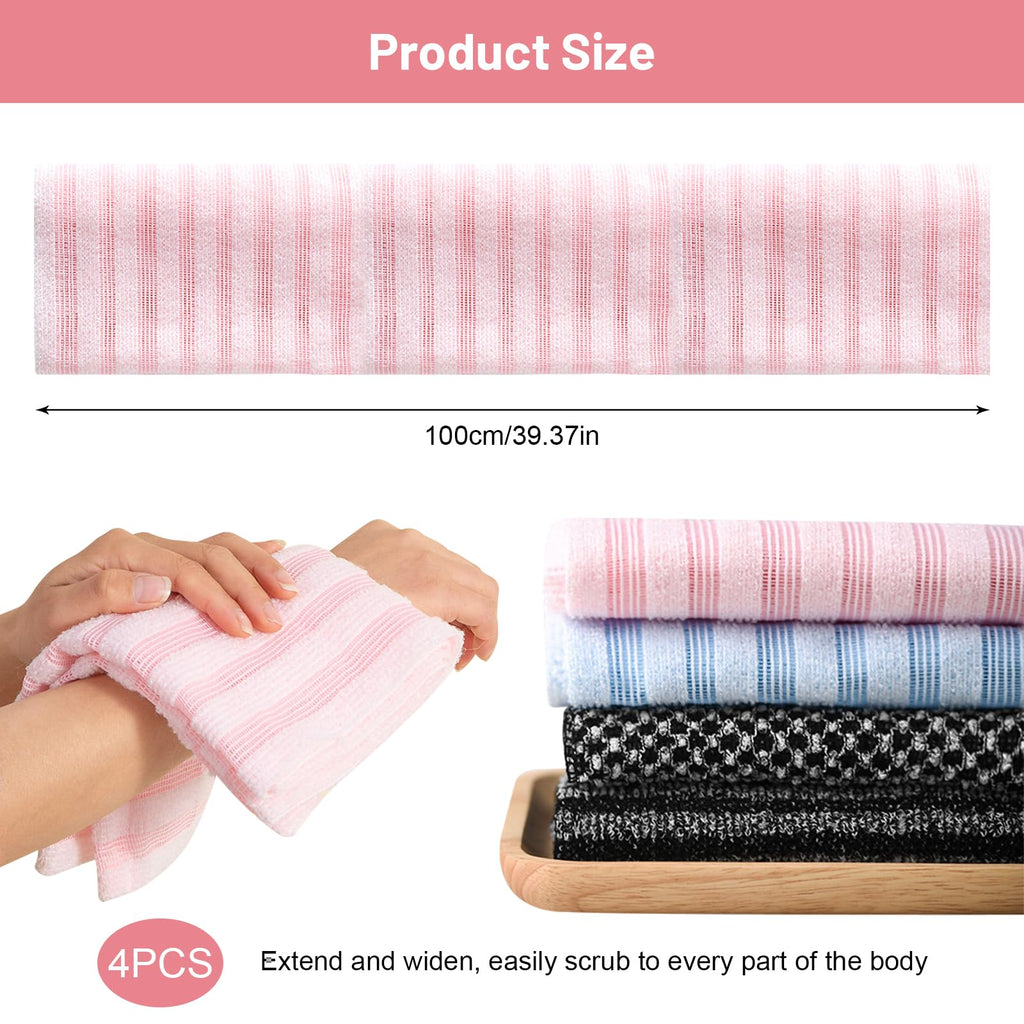 VLUVLA Exfoliating Antibacterial Shower Towel, Japanese Exfoliating Shower Towel, Back Exfoliator, Double-Sided Washcloth - image 2