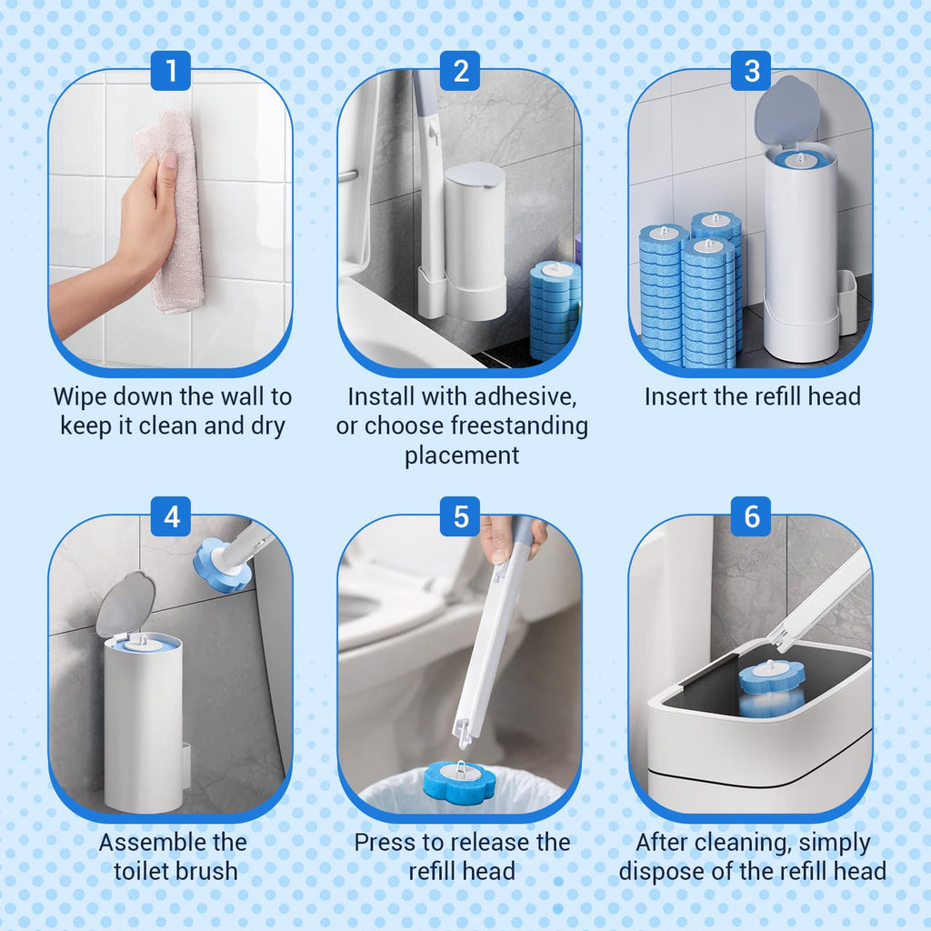 zxevg Disposable Toilet Brush & Holder Set with 48 Refills 1 - image 5