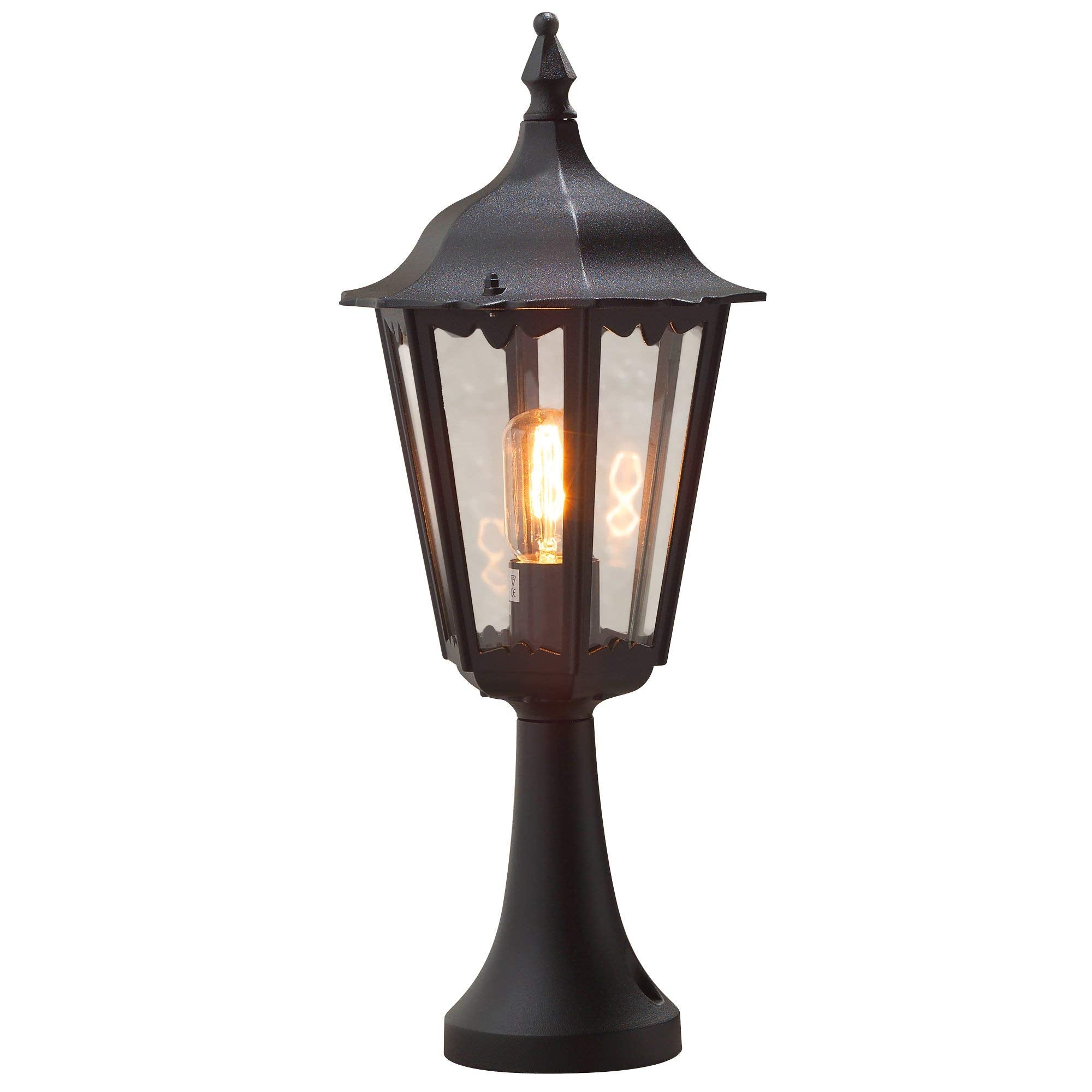 Konstsmide Firenze Outdoor Bollard Light – Matt Black Aluminium Pedestal