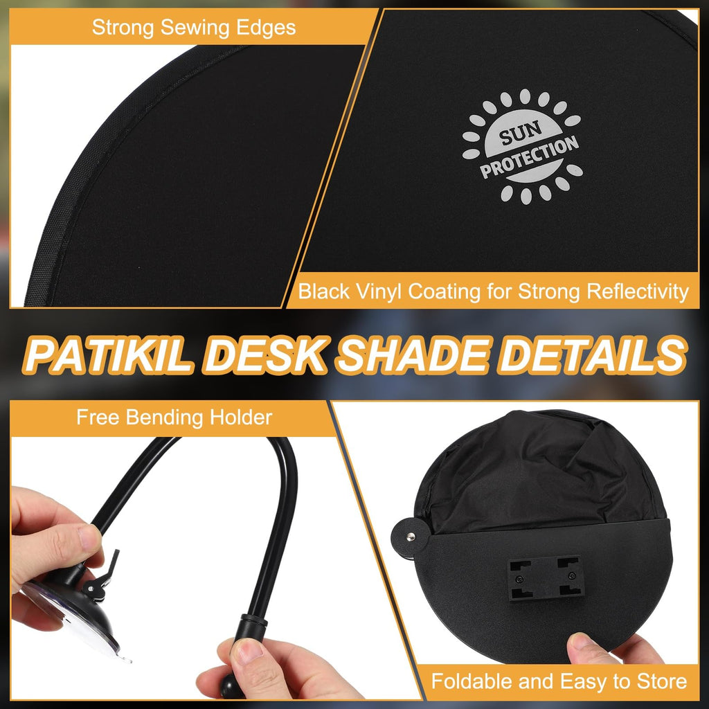 PATIKIL 2Pcs Desk Shade, 22.8" Adjustable Cubicle Shade with Suction Cup and Clip Portable Foldable Cubicle Light Shield for Block Overhead Light - image 3